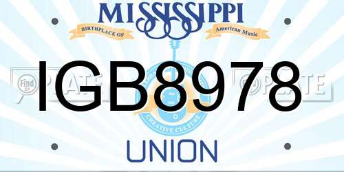 IGB8978 Mississippi License Plate