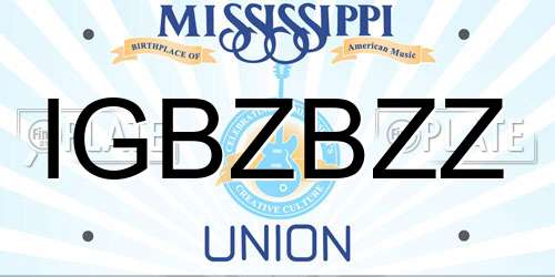 IGBZBZZ Mississippi License Plate