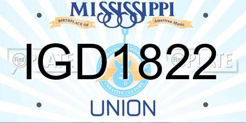 IGD1822 Mississippi License Plate