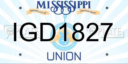 IGD1827 Mississippi License Plate