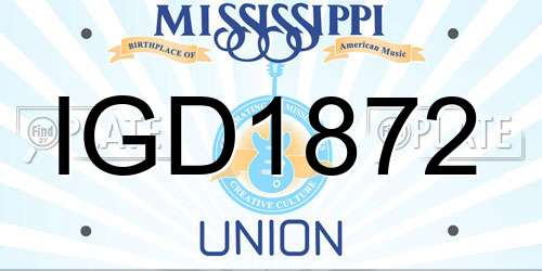 IGD1872 Mississippi License Plate