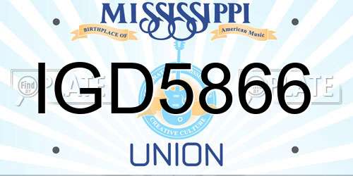 IGD5866 Mississippi License Plate