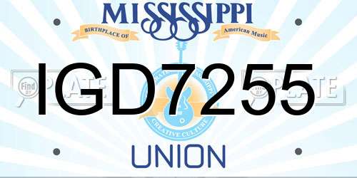IGD7255 Mississippi License Plate
