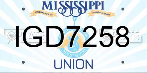 IGD7258 Mississippi License Plate