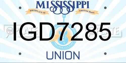 IGD7285 Mississippi License Plate