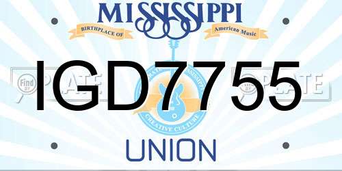 IGD7755 Mississippi License Plate