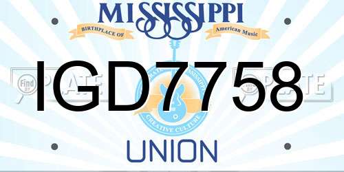 IGD7758 Mississippi License Plate