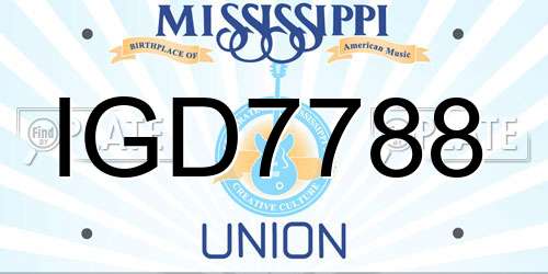 IGD7788 Mississippi License Plate