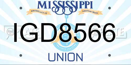IGD8566 Mississippi License Plate