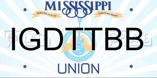 IGDTTBB Mississippi License Plate