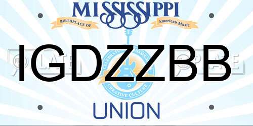 IGDZZBB Mississippi License Plate