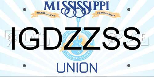 IGDZZSS Mississippi License Plate