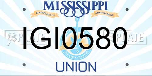 IGI0580 Mississippi License Plate