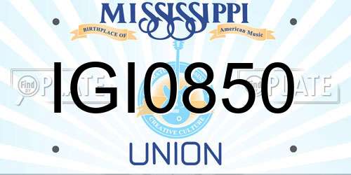 IGI0850 Mississippi License Plate