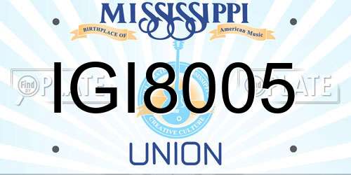 IGI8005 Mississippi License Plate