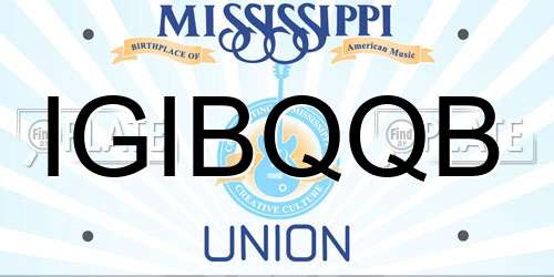 IGIBQQB Mississippi License Plate
