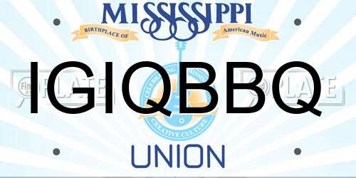 IGIQBBQ Mississippi License Plate