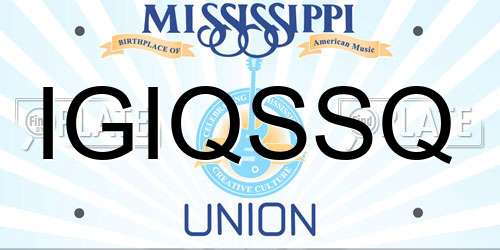 IGIQSSQ Mississippi License Plate