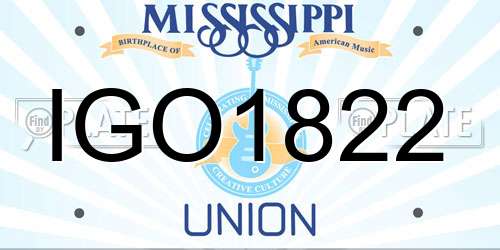 IGO1822 Mississippi License Plate