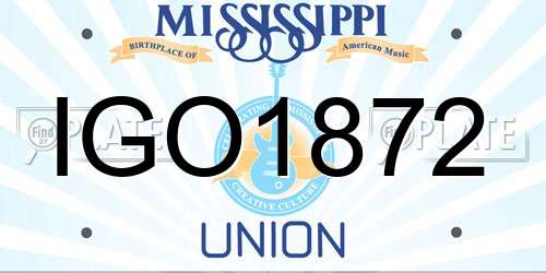 IGO1872 Mississippi License Plate