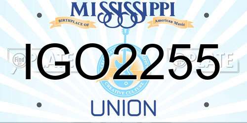 IGO2255 Mississippi License Plate