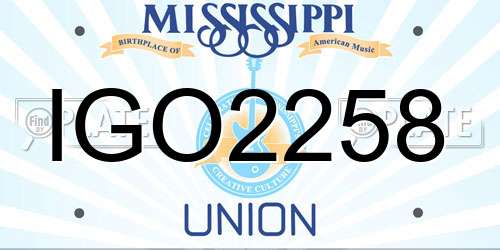 IGO2258 Mississippi License Plate