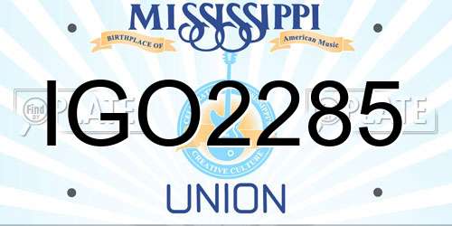 IGO2285 Mississippi License Plate