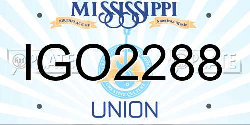 IGO2288 Mississippi License Plate