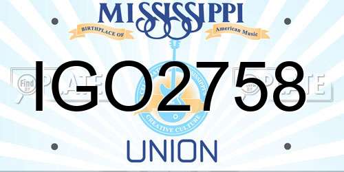 IGO2758 Mississippi License Plate