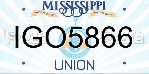 IGO5866 Mississippi License Plate