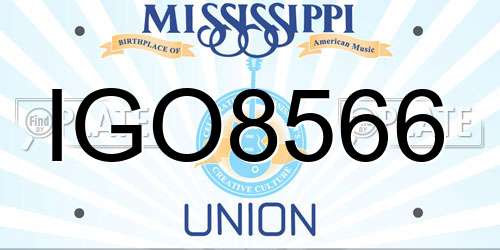IGO8566 Mississippi License Plate