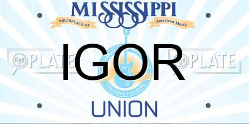 IGOR Mississippi License Plate