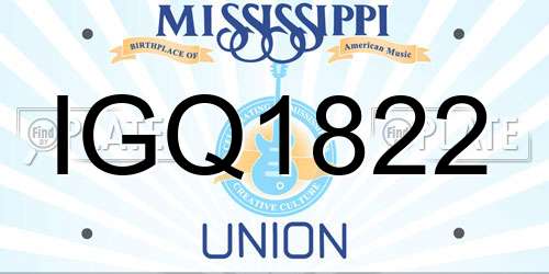 IGQ1822 Mississippi License Plate