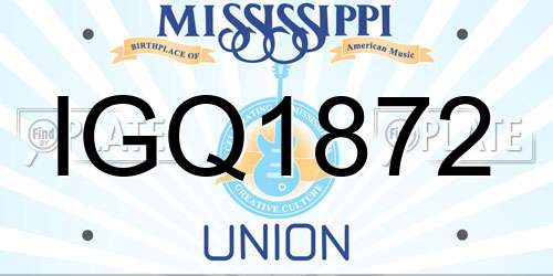 IGQ1872 Mississippi License Plate