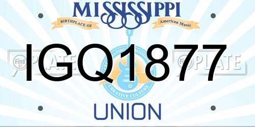 IGQ1877 Mississippi License Plate