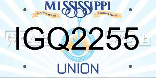 IGQ2255 Mississippi License Plate