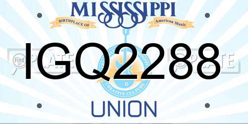IGQ2288 Mississippi License Plate