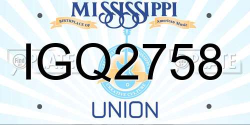 IGQ2758 Mississippi License Plate