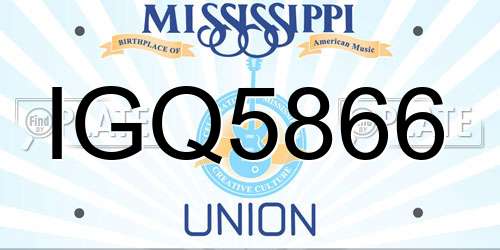 IGQ5866 Mississippi License Plate