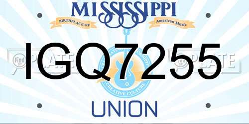 IGQ7255 Mississippi License Plate