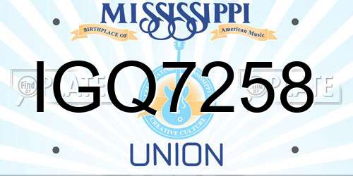 IGQ7258 Mississippi License Plate