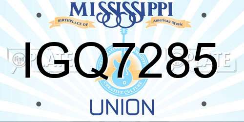 IGQ7285 Mississippi License Plate