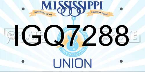 IGQ7288 Mississippi License Plate