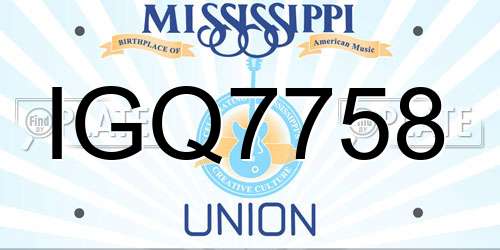 IGQ7758 Mississippi License Plate