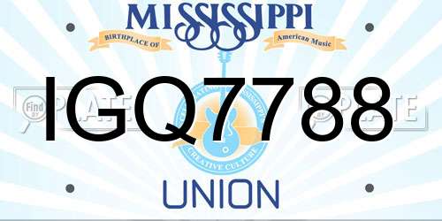 IGQ7788 Mississippi License Plate