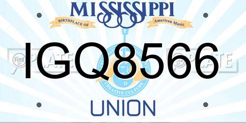 IGQ8566 Mississippi License Plate