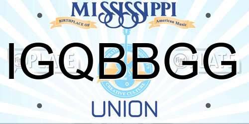 IGQBBGG Mississippi License Plate