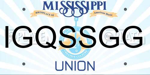 IGQSSGG Mississippi License Plate