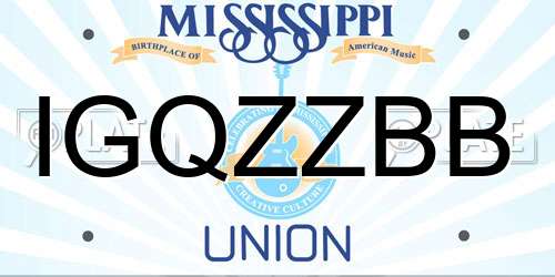 IGQZZBB Mississippi License Plate