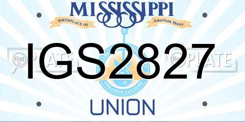 IGS2827 Mississippi License Plate